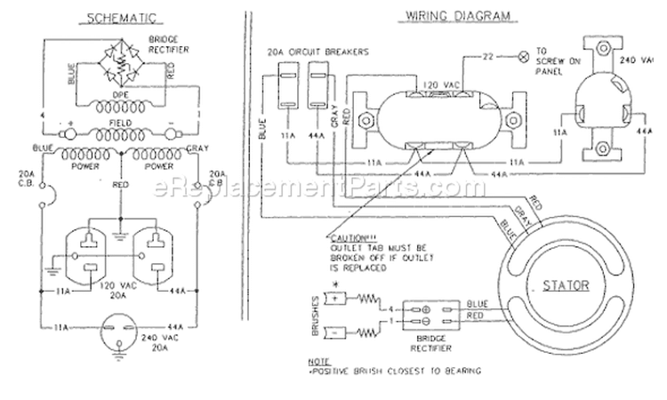 Page D Diagram and Parts List for 9160-3  Briggs and Stratton Generator